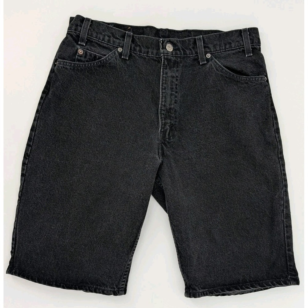 VTG Levis 560 Shorts Mens 34 Black USA Relaxed Fit 1990s Orange Tab Jorts Grunge